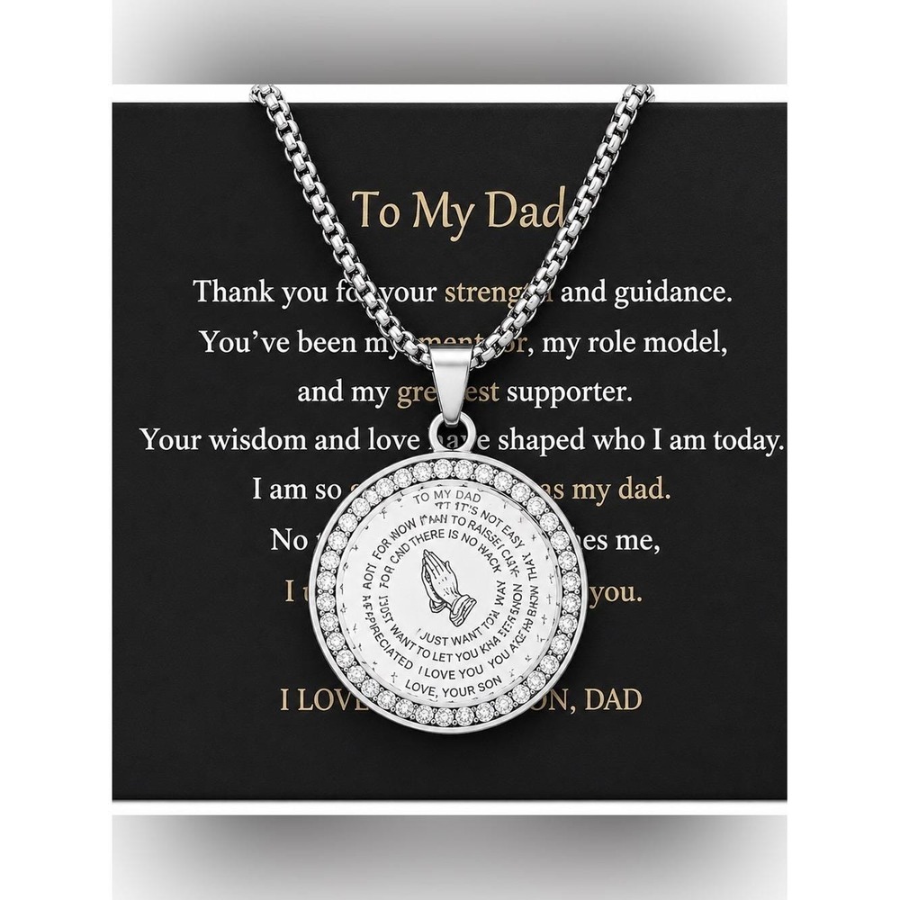 Serenity Prayer Necklace Stainless Steel Praying Hands Coin Pendant Adjustable